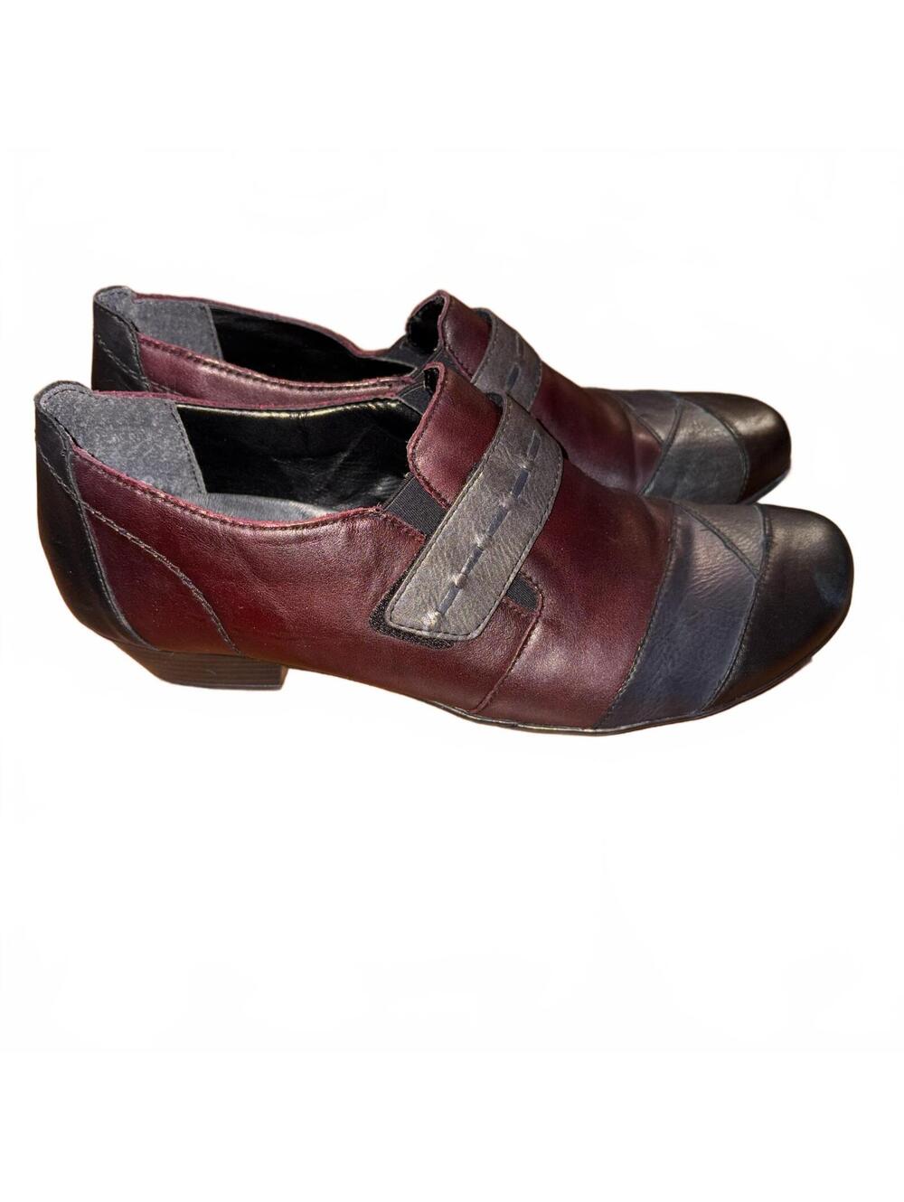 Remonte Women's Colorblock Leather Slip-On Shoes EU 42 US 10 Burgundy Black Gray